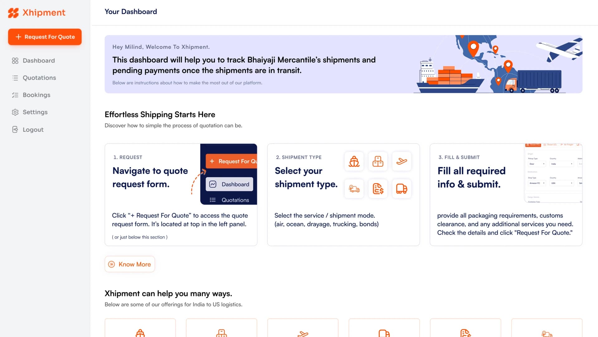 Xhipment Customer App