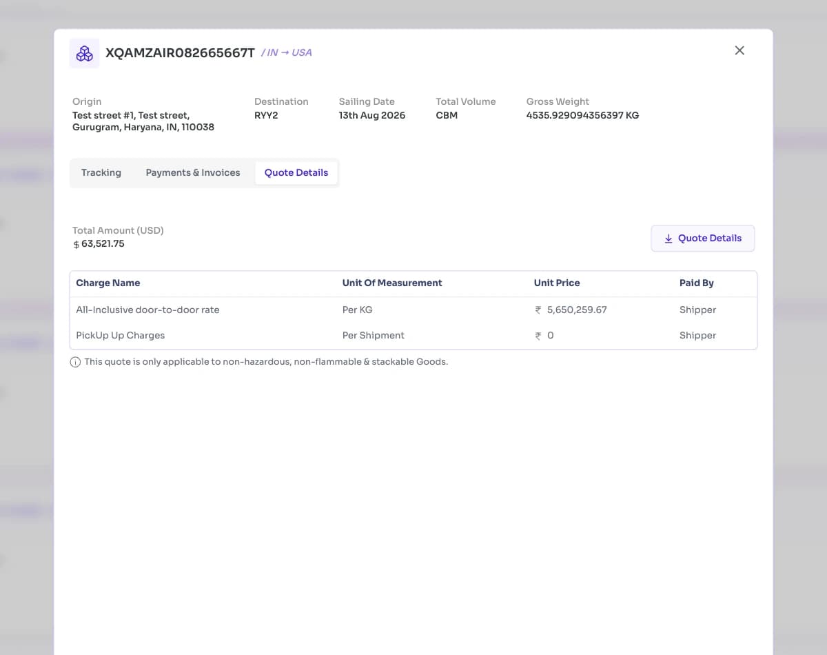 Shipment data