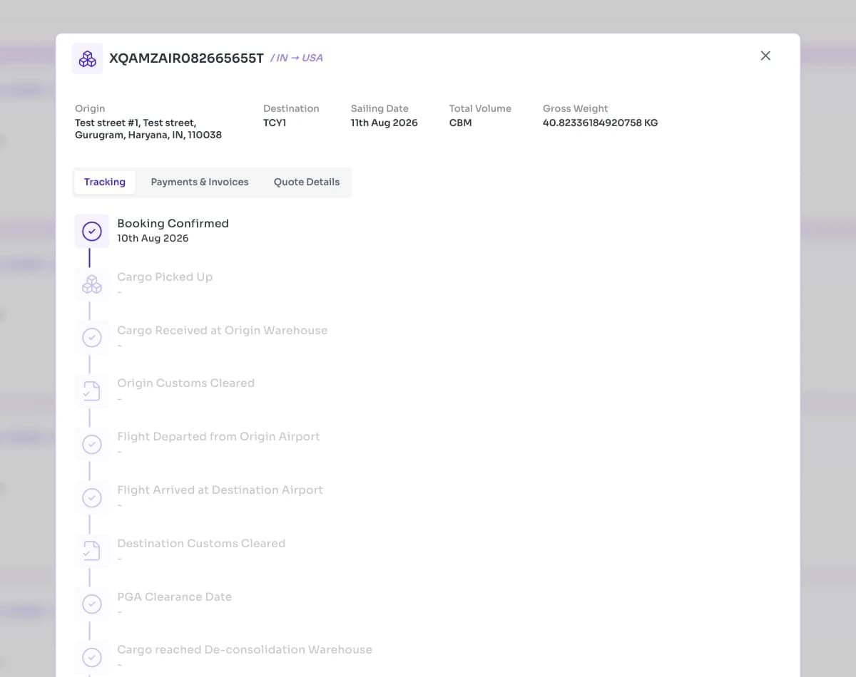 Shipment detail